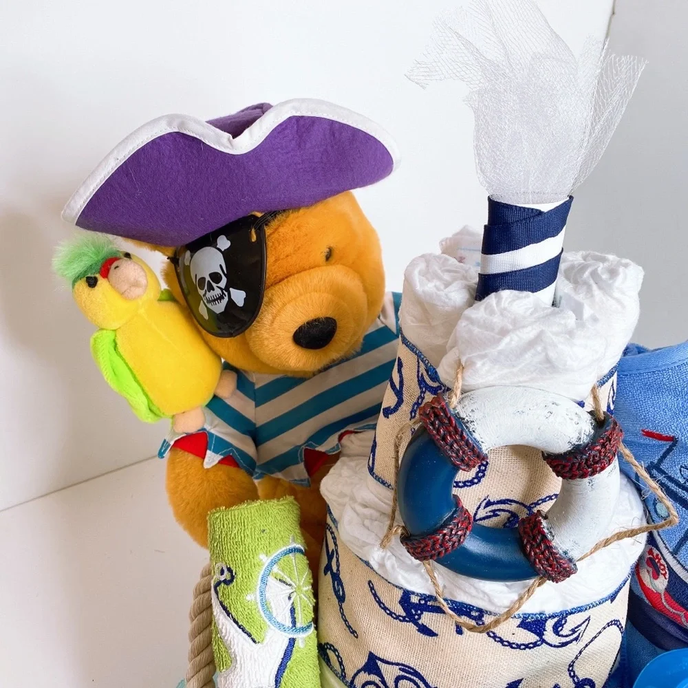 Pirate Ship Diaper Cake, Nautical Themed